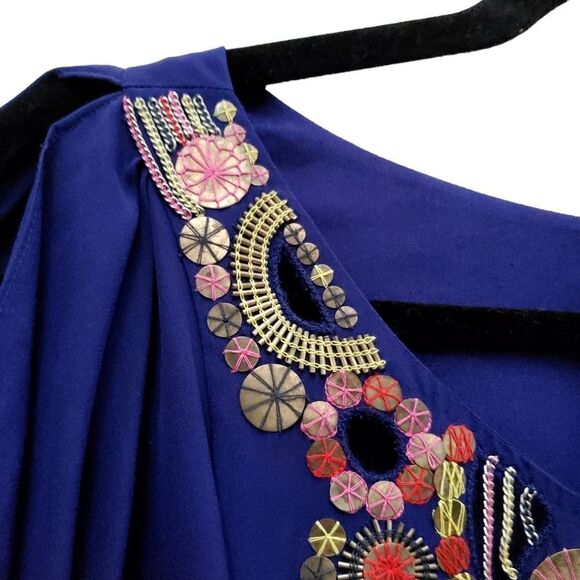 Anthropologie Yoana Baraschi Womens Embellished Silk Purple Dress Size 6 - Picture 5 of 10